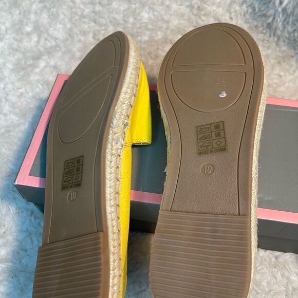 NIB Sheln yellow canvas Espadrilles slip on flats Size 10 - Picture 7 of 7